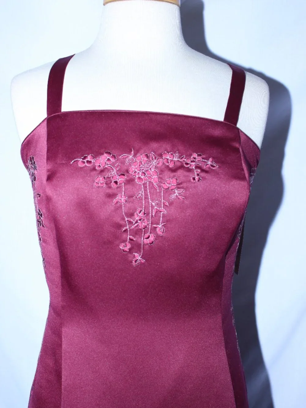 Poly USA #2398 Long Satin Bridesmaid Dress With Embroidery-Size 3X-BURGUNDY-NWT - Picture 4 of 4